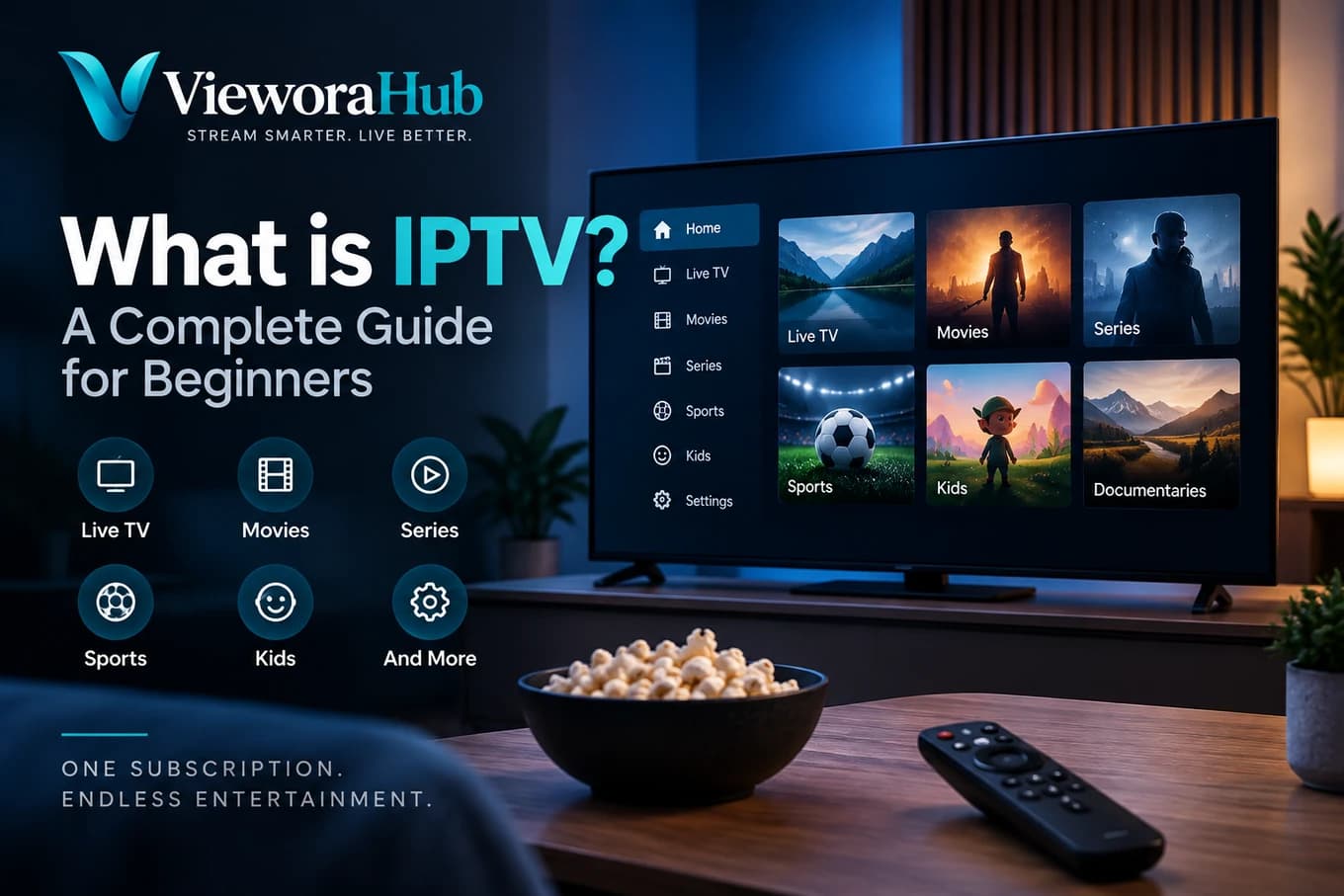 Live channels and on-demand content arriving over an internet connection